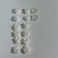 ネイルパーツ　白　ローズ 薔薇 花 バラ ホワイト オーロラ 14個セット