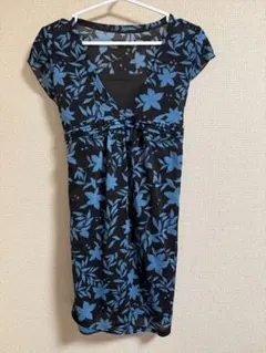 ニッセン　婦人服　トップス　チュニック　M 青　葉柄のサムネイル