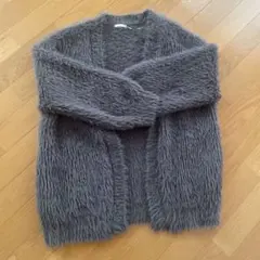 GU ファー風グレー長袖カーディガン
