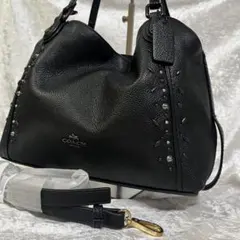 【極美品】コーチ 2way 25008 ブラック系 レザー プレーリーリベット