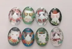 SALE!　18mm×25mm cutie catのグラスカボション fセット