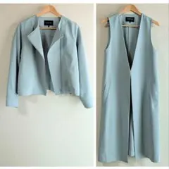 INDIVI 4way 春アウター ミントグリーンセット38