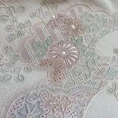付下げ 豪華汕頭刺繍 美しい花 紋なし 正絹 i-3767