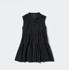 UNIQLO ユニクロ　コットンギャザーブラウス ブラック　ノースリーブ　L