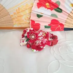 つまみ細工シングルリボン(えんじ)わんちゃん猫ちゃん用首輪 - メルカリ