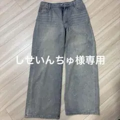 GRL パール装飾 ワイドデニムパンツ