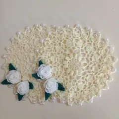 ぽちたま茶子様専用ミニドイリー2枚セット(薔薇)黄色No.2