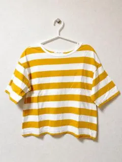 【Cepo】イエローボーダーTシャツ M ショート丈のサムネイル