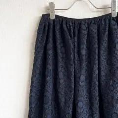 MACPHEE ひざ丈スカート フレア 総レース 花柄 シンプル 裏地付き 上品のサムネイル