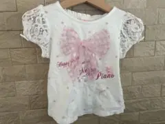 リボンとドットプリント Tシャツ 100