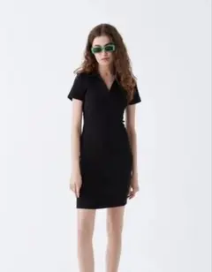 H&M ブラックミニワンピース 半袖 Vネック