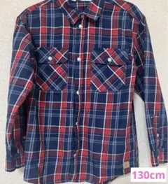 H&M チェック柄長袖シャツ US 7 130cm 赤青