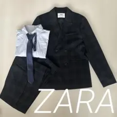 ZARA ブルーブラック　グレーチェック柄 セット４点　140 シャツのみ152