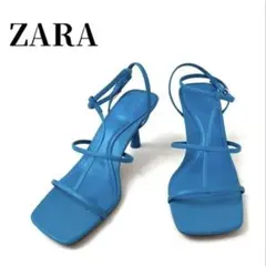 ZARA ターコイズカラー ストラップサンダルのサムネイル