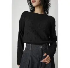 AZUL by MOUSSYシャーリングトップス長袖M黒ブラック