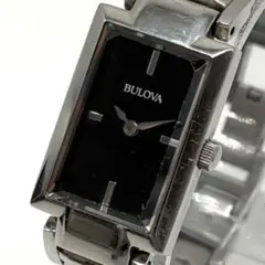 稼働　BULOVA 96L156 レクタンギュラー 黒文字盤 レディース腕時計のサムネイル