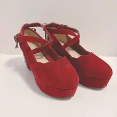 axes femme poetique 赤 スエード ウェッジソールパンプスのサムネイル