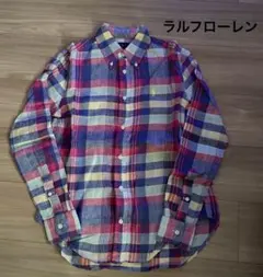 ラルフローレン　レディース XS マドラスチェックシャツ　リネン100%