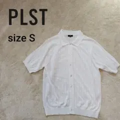 プラステ plst スカシアミニットカーディガン 半袖 襟付 ホワイト メンズSのサムネイル