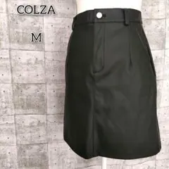 コルザ 【M】 スカート ひざ丈 合皮 ベルトループ ウエストゴム チャック 黒のサムネイル