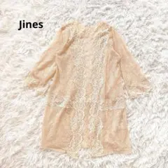Jines ジネス レースカーディガン 花柄 シースルー ベージュ 七分袖 羽織のサムネイル