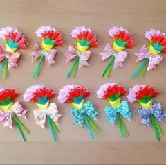 折り紙　ハンドメイド　カーネーション　和柄　リボン