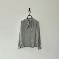 ビンテージ ボウタイブラウス ドット グレー フォーマル セレモニー ガーリー