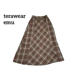 terawear emu しまむら チェックロングスカート ウエストベルト S