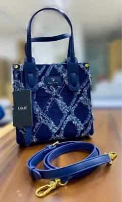 【新品】ネイビー フリンジハンドバッグ