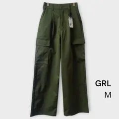 タグ付き／GRL ワイドカーゴパンツ M カーキ