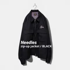 【名作】Needles 刺繍ロゴ ジップブルゾン / BLACKのサムネイル
