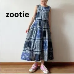 zootieズーティー／インドコットンノースリーブワンピース ペイズリー ブルーのサムネイル