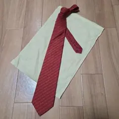 LANCEL 幾何学模様 赤 ネクタイ