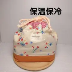 洗える保温保冷お弁当巾着袋 花束柄（ハンドメイド）