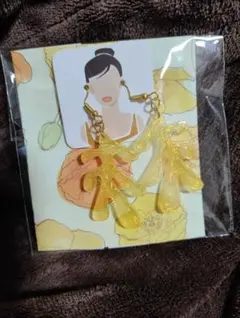 ハンドメイド イエローフラワーピアス