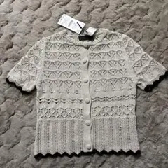 ZARA タグ付き　完売品　アイボリー レース編み 半袖ニット