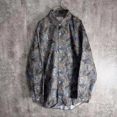 日本製 総柄シャツ FREE コットン100% ペイズリー ボタニカル柄 長袖のサムネイル