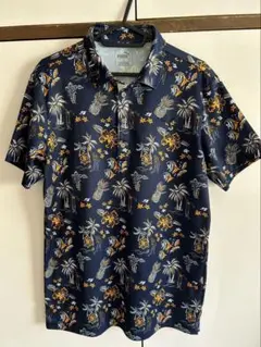 美品 ポロシャツ ゴルフウェア ネイビー アロハ