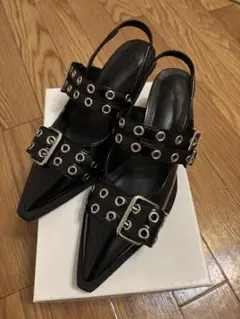 lagua gem ブラック レースアップ ミュール ポインテッドトゥ - メルカリ