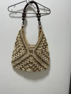 ベトナム製 ベージュ 編み込みデザイン ショルダーバッグ