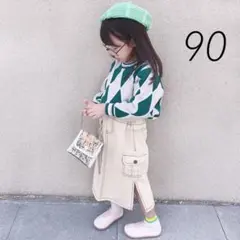 【子ども用】親子お揃い可能！春夏秋にぴったりアイボリー♪デニムスカート♪女の子