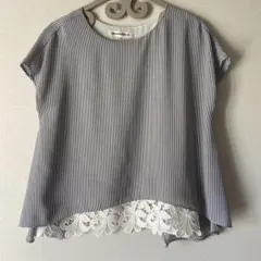 STRAWBERRY-FIELDS ストライプ　刺繍レース　【少しほつれあり】のサムネイル