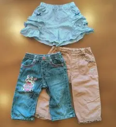 ボトムス3点セット チノパン デニム　ハーフパンツ　キュロット　女の子