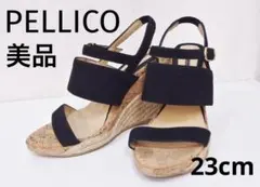 【美品】ペリーコ PELLICO ウェッジソールサンダル スエード ブラック