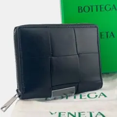 美品 現行 ボッテガヴェネタ カセット 二つ折り財布 レザー ブラック RFIDのサムネイル