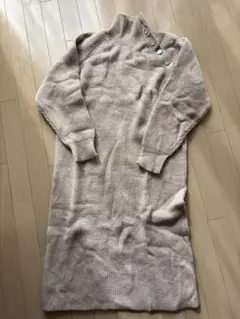 nano universe ニットロングワンピース ベージュ ハイネック