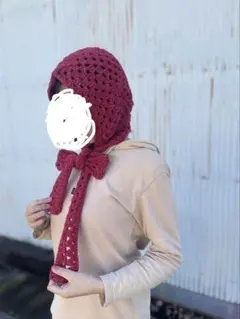 バラクラバ　細マフラー　かぎ編み　ハンドメイド