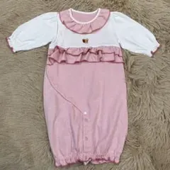 ファミリア ロンパース フリル ピンク ホワイト 2wayオール 50 60