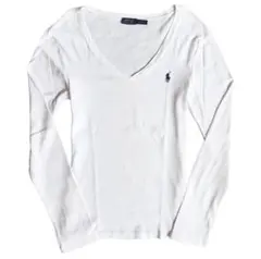 ポロ Vネック長袖Tシャツ ホワイト