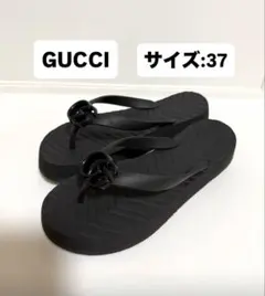 GUCCI グッチ シェブロン トングサンダル サンダル GG ブラック 37